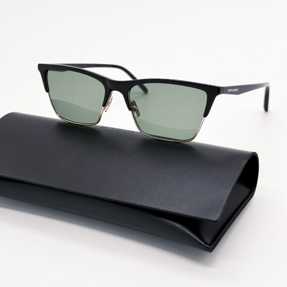 NEW SAINT LAURENT SL767 001 BLACK GREEN SUNGLASSES SAINT LAURENT SL 767 001 - Picture 1 of 12